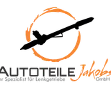 Logo von Jakobs Autoteile: schwarzes Lenkgetriebe in orangem Kreis, darunter Schriftzug.
